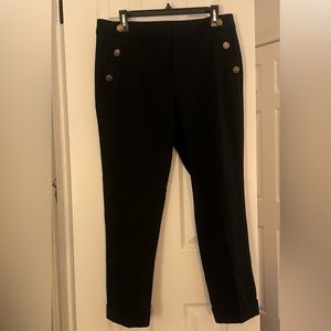 LOFT Black with Gold Button Pants Size 8